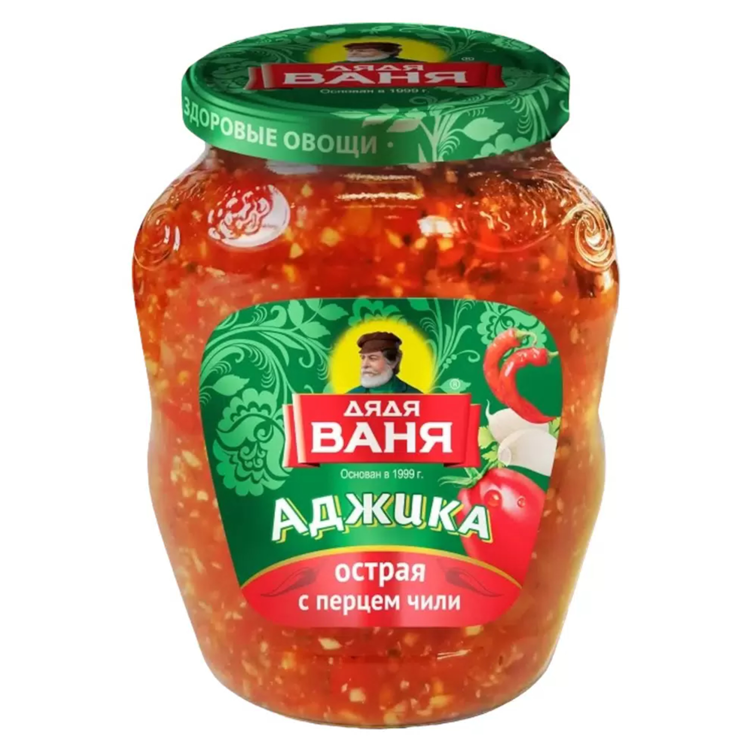Аджика Дядя Ваня острая с перцем чили, стеклянная банка, 370 г