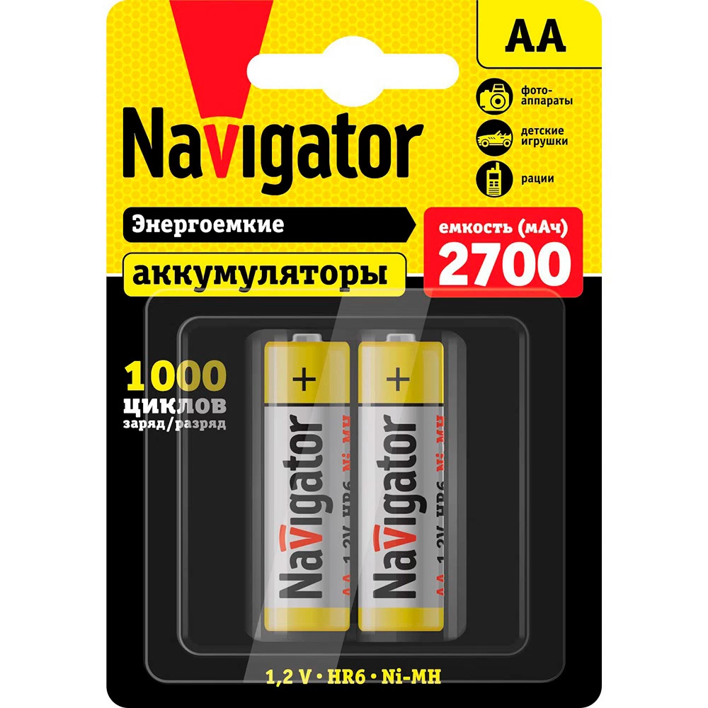 Аккумулятор Navigator AAA мизинчиковый LR03 1,2 В 1000 мАч (2 шт.)