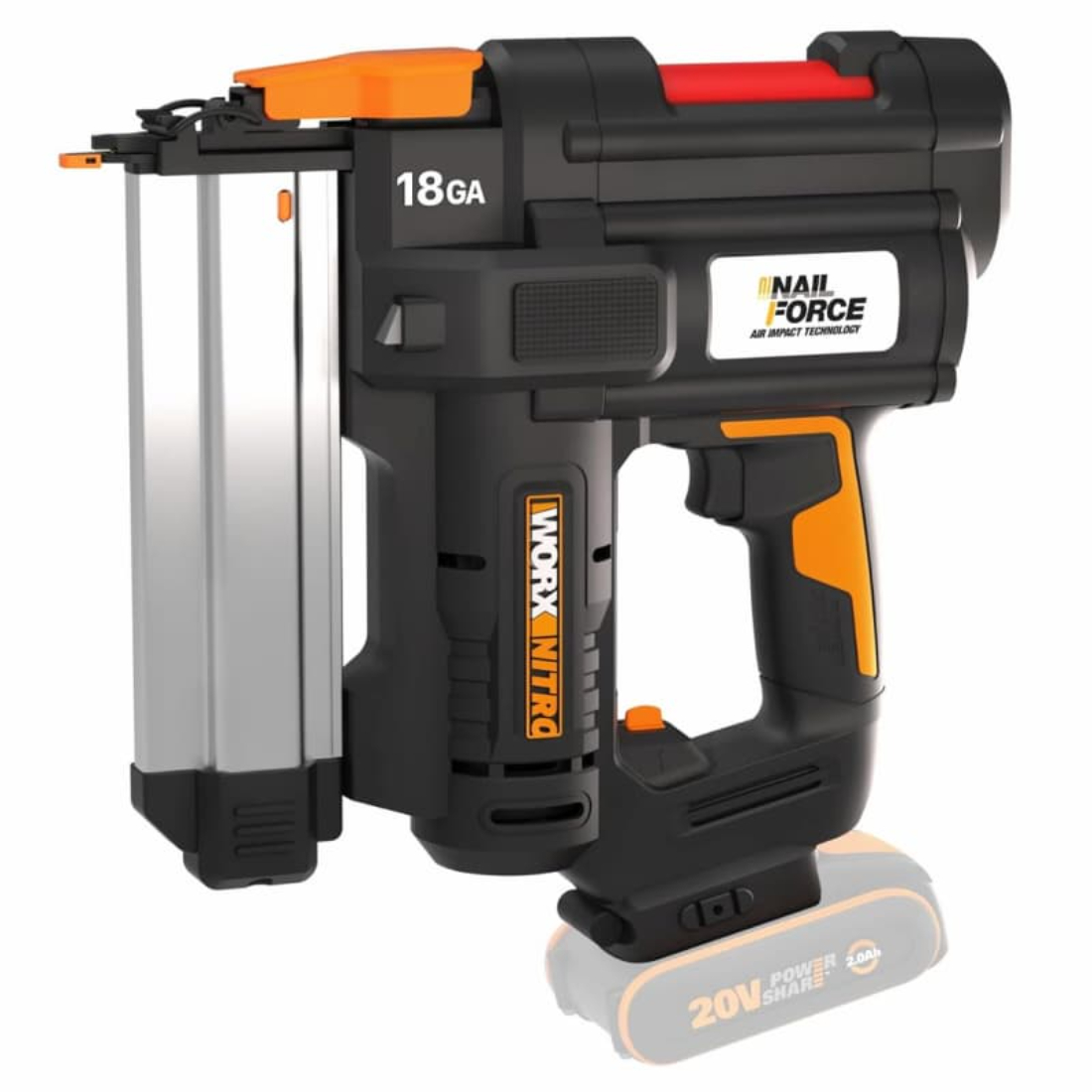 Аккумуляторный гвоздезабивной пистолет WORX WX842, 20В, 2Ач х1 и ЗУ
