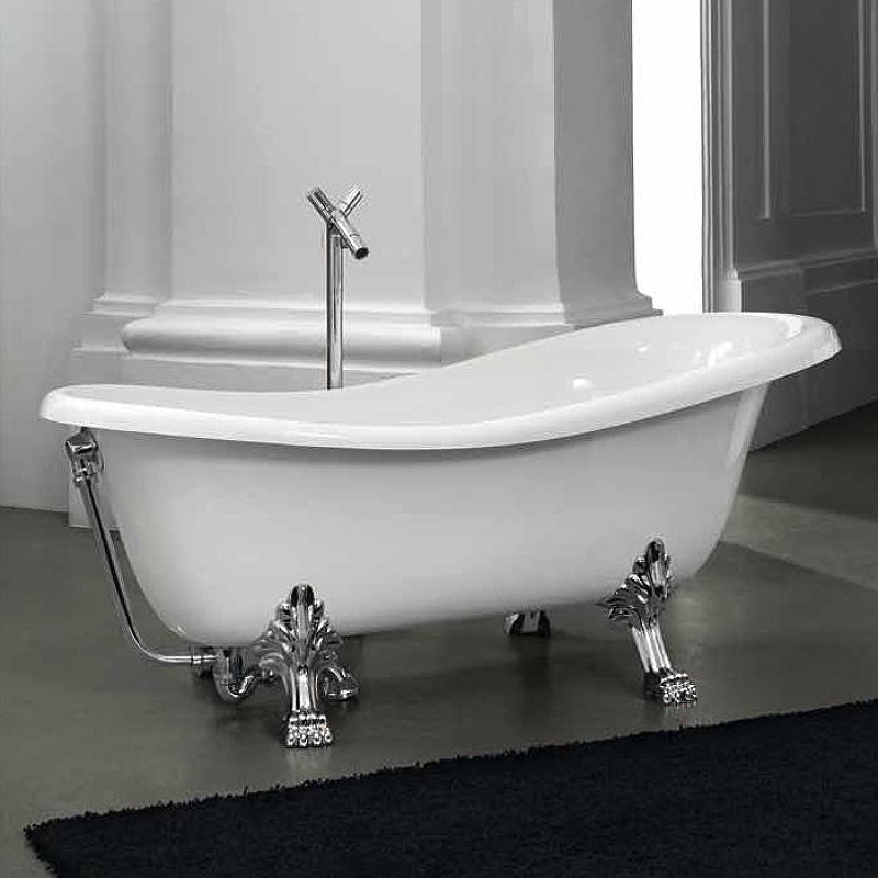 Акриловая ванна Artceram Hermitage 170x80 HEW00171 цвет Белый ножки Хром