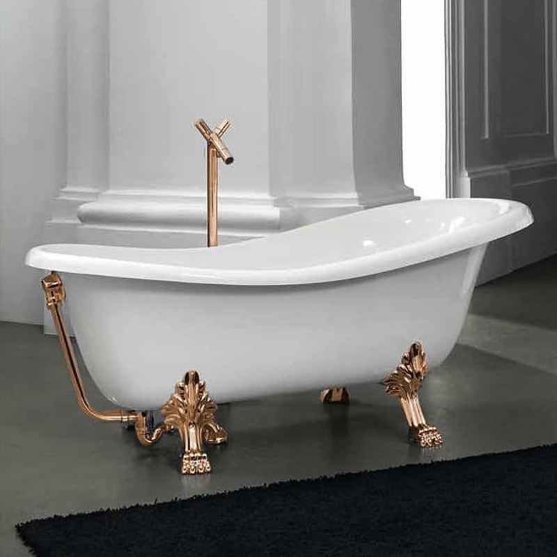 Акриловая ванна Artceram Hermitage 170x80 HEW00173 цвет Белый ножки Золото