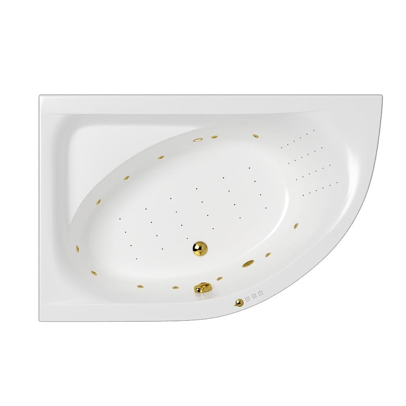 Акриловая ванна Whitecross Aquarella 170x110 L 0108.170110.100.NANO.GL цвет Белый с гидромассажем форсунки Золото