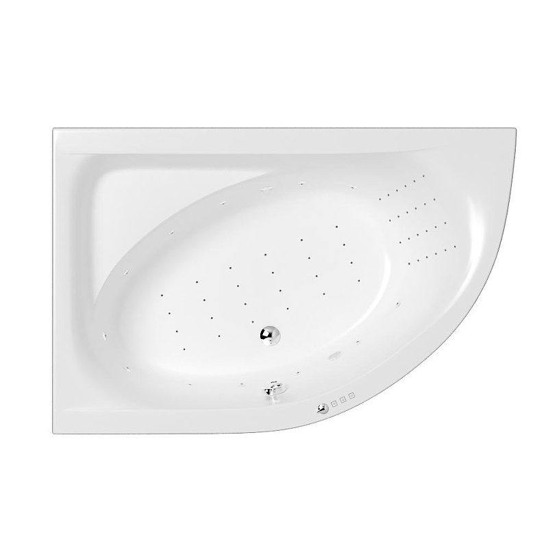 Акриловая ванна Whitecross Aquarella 170x110 L 0108.170110.100.NANO.CR цвет Белый с гидромассажем форсунки Хром