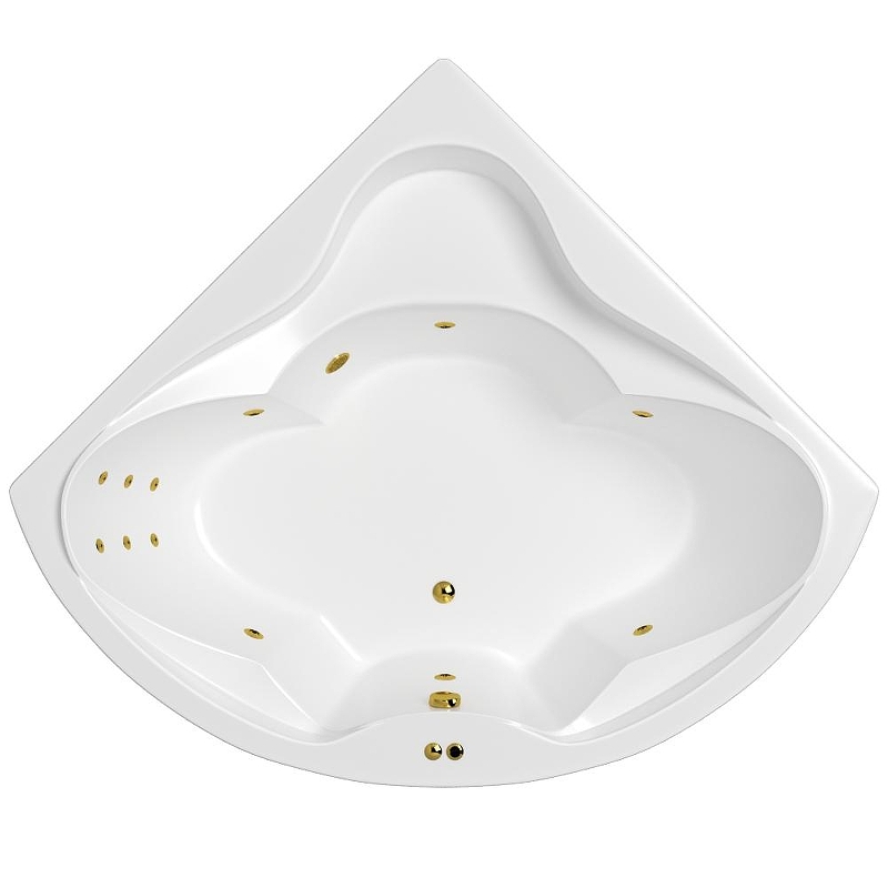 Акриловая ванна Whitecross Konsul 150x150 0110.150150.100.LINE.GL цвет Белый с гидромассажем форсунки Золото