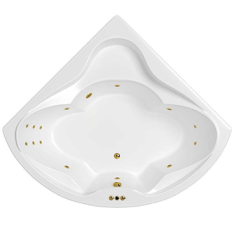 Акриловая ванна Whitecross Konsul 150x150 0110.150150.100.SMART.GL цвет Белый с гидромассажем форсунки Золото