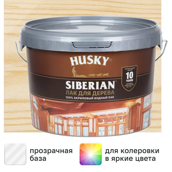 Аквалак для дерева акриловый Husky Siberian цвет прозрачный 2.5 л