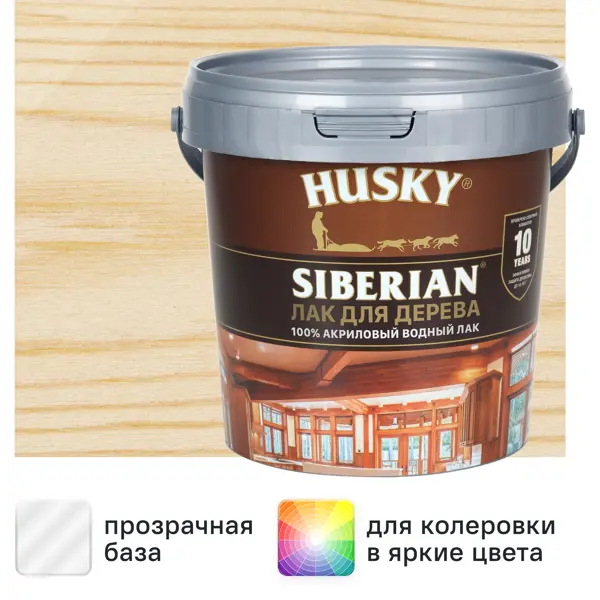 Аквалак для дерева акриловый Husky Siberian цвет прозрачный 0.9 л