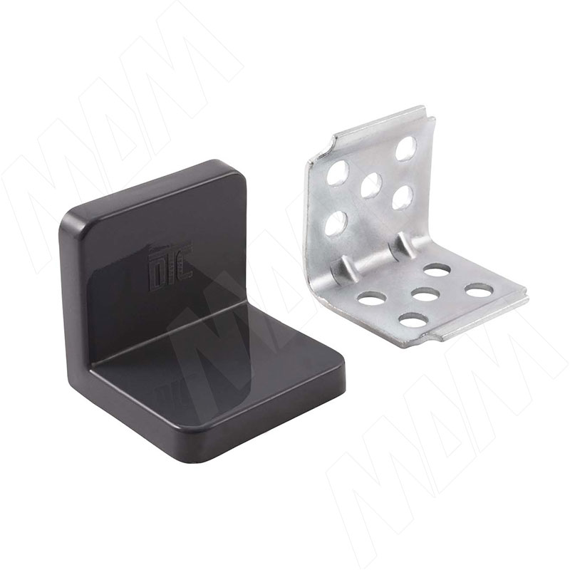 ANGLE Уголок мебельный с пластиковой накладкой 31х31х33 мм, графит (PLS30X30X30GRPH)