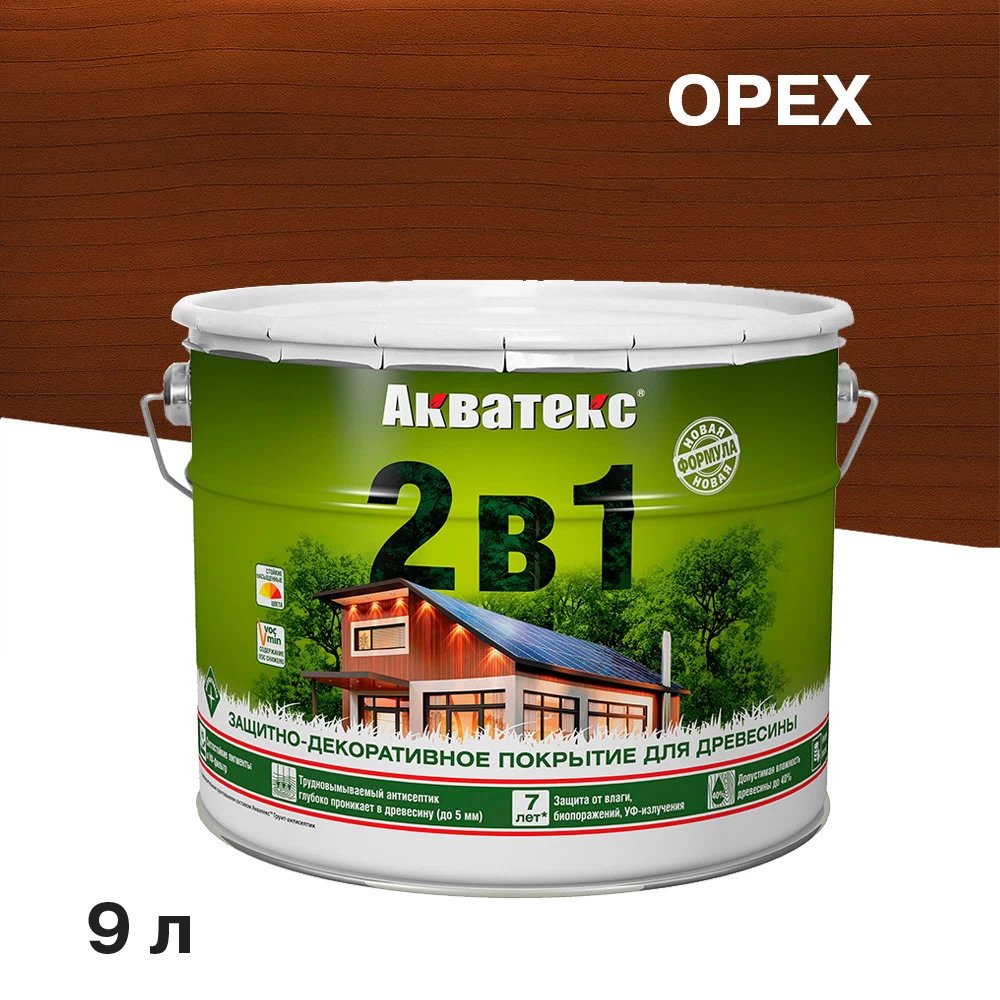 Антисептик Акватекс 2 в 1 биозащитный для дерева орех 9 л