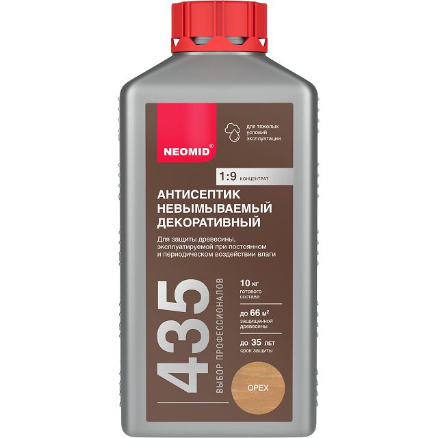 антисептик декоративный невымываемый NEOMID 435 1кг, орех, арт.Н-435-1/к1:9 ор