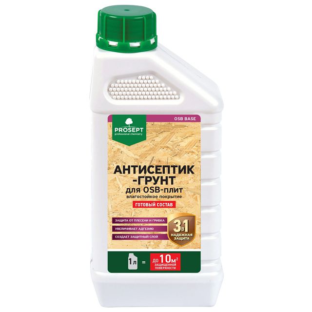 антисептик-грунт для OSB-плит PROSEPT OSB BASE готовый состав 1 л, арт. 044-01