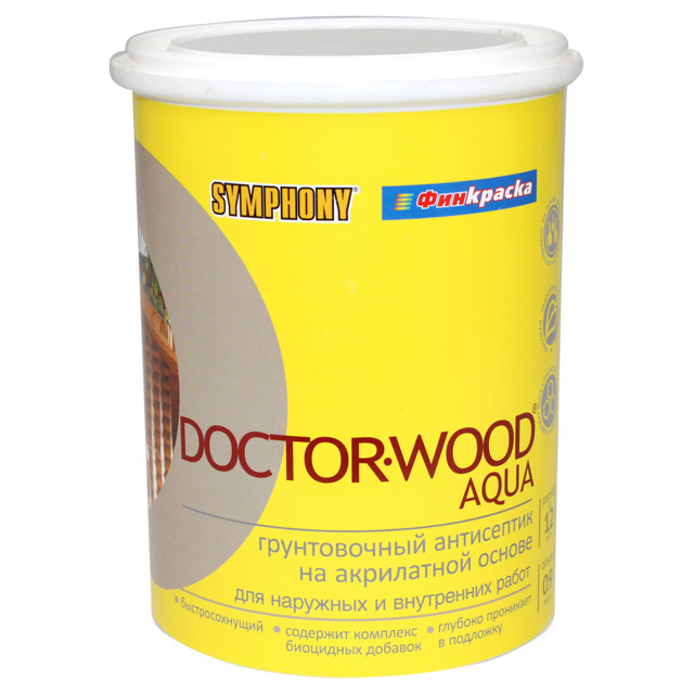 антисептик грунтовочный SYMPHONY Doctor Wood Aqua 0,9л, арт.1101086