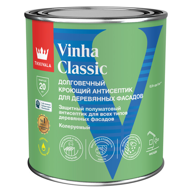 антисептик кроющий TIKKIVALA Vinha classic полуматовый белый 0,9л, арт. 700014053