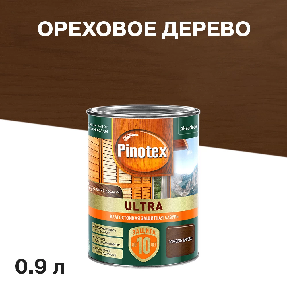 Антисептик Pinotex/Omnitex Ultra декоративный для дерева ореховое дерево 0,9 л