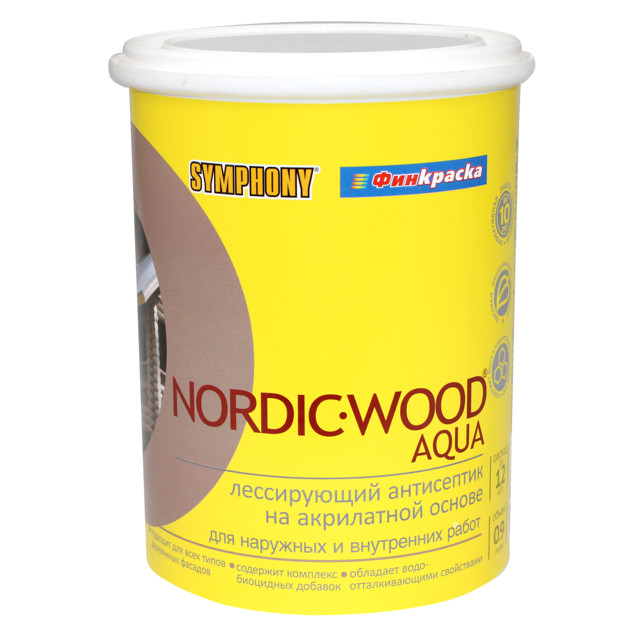 антисептик SYMPHONY Nordic Wood Aqua 0,9л бесцветный, арт.1101089