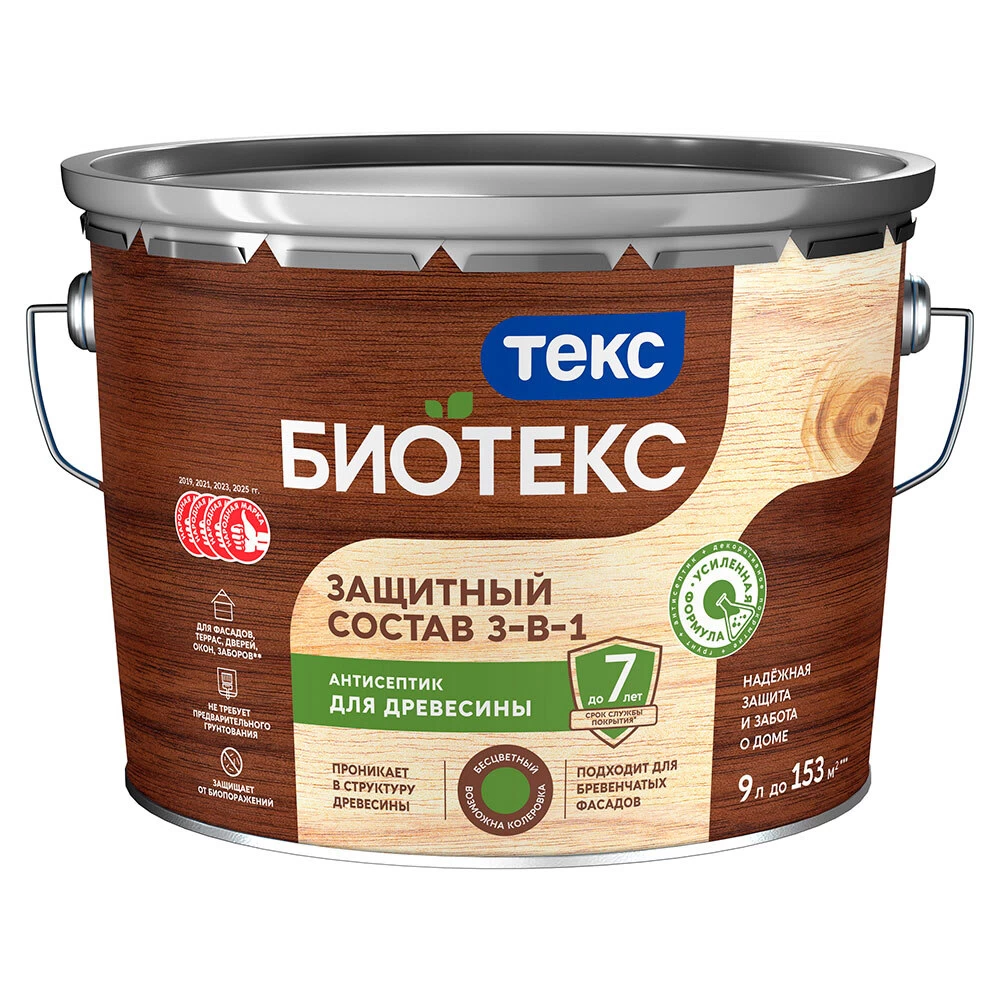 Антисептик Текс Bioteks 2-в-1/3-в-1 декоративный для дерева палисандр 9 л