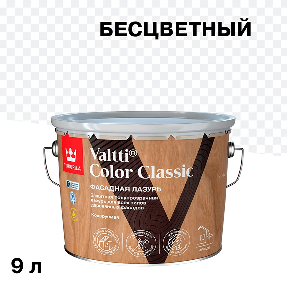 Антисептик Tikkurila/Tikkivala Valtti Color Classic декоративный для дерева бесцветный 9 л