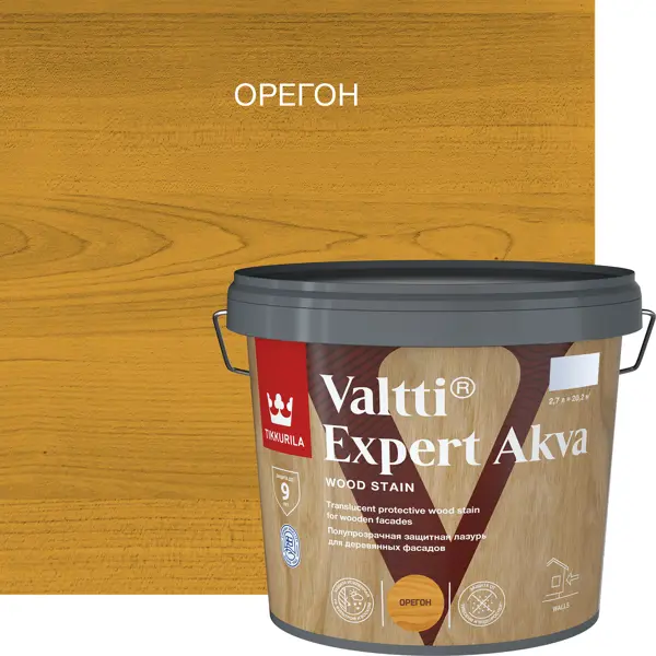 Антисептик защитно-декоративный Tikkurila Valtti Expert Akva орегон полуматовый 2.7 л