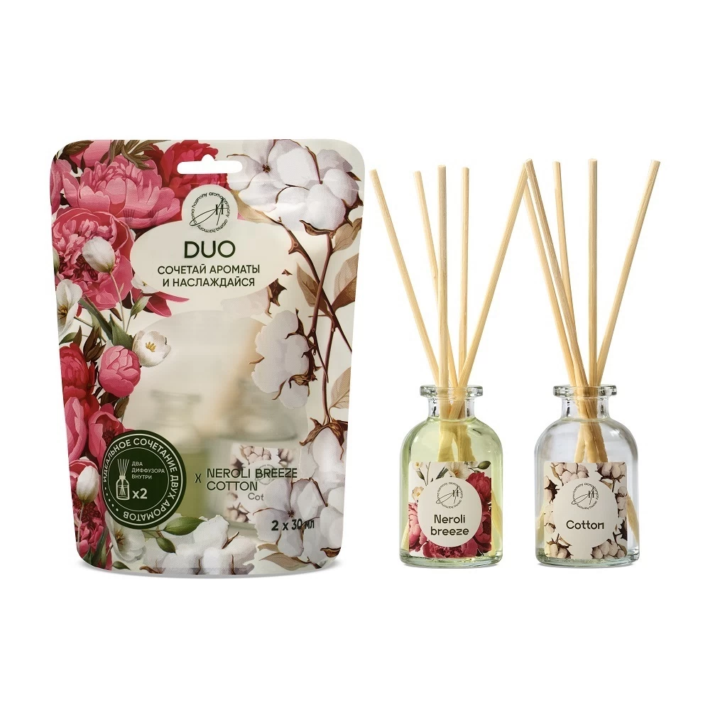 Аромадиффузор с палочками Aroma Harmony Duo Neroli Breeze + Cotton 30+30 мл