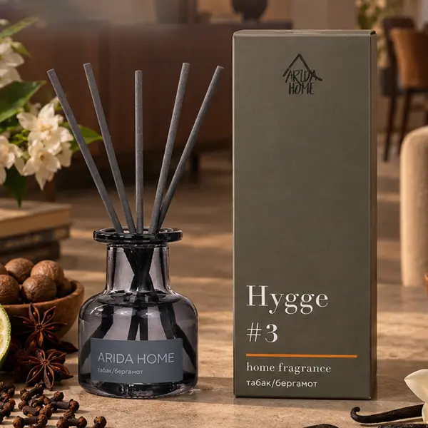 Ароматический диффузор Arida Home Hygge 3 Табак/Бергамот 50 мл
