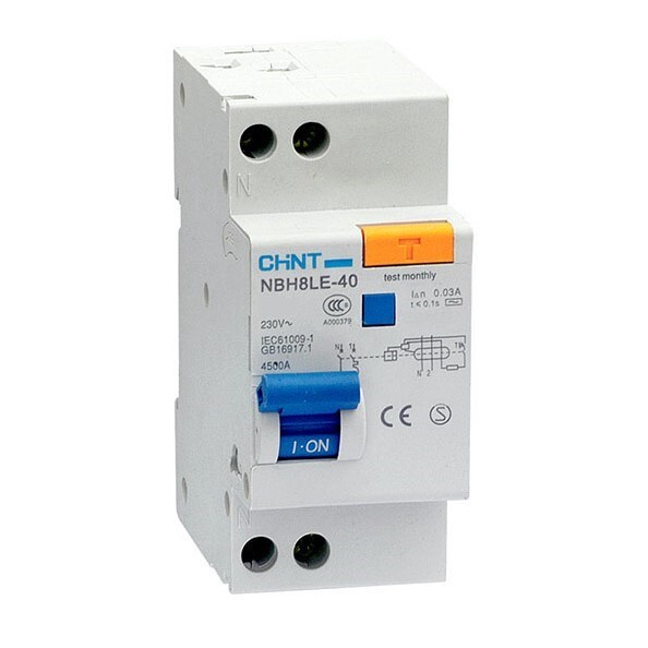 Автомат дифференциальный Chint NBH8LE-40 25А 1P+N тип AC 30 мА 4,5 кА (206064)