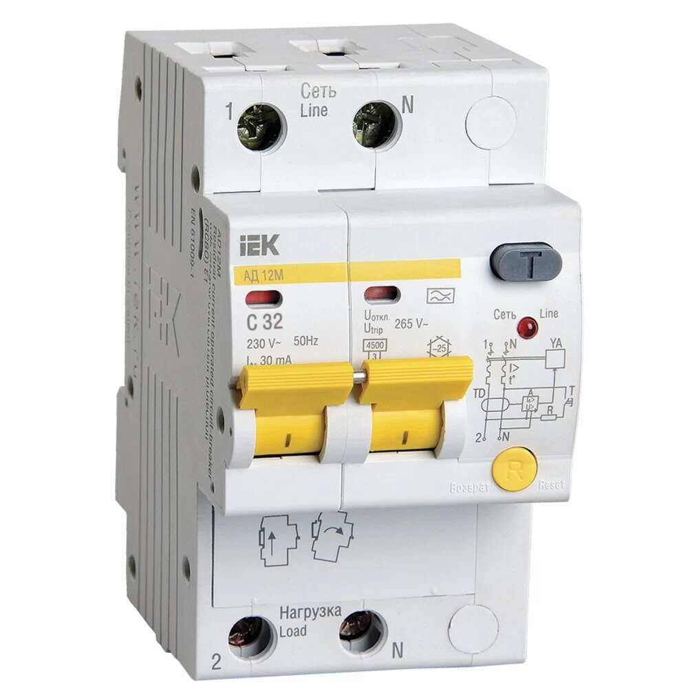 Автомат дифференциальный IEK Karat 32А 1P+N тип A 30 мА 4,5 кА (MAD12-2-032-C-030)