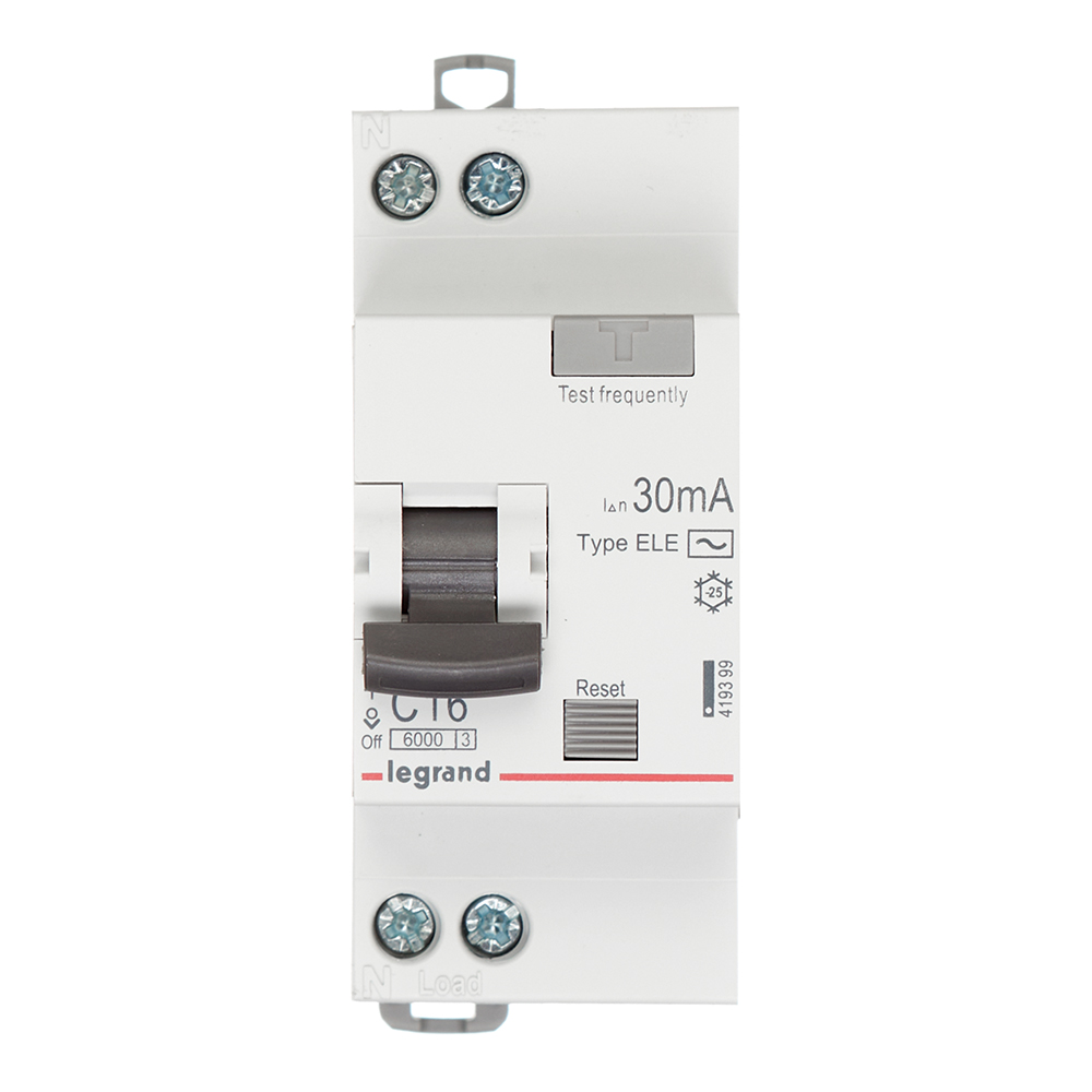 Автомат дифференциальный Legrand RX3 16А 1P+N тип AC 30 мА 6 кА (419399)