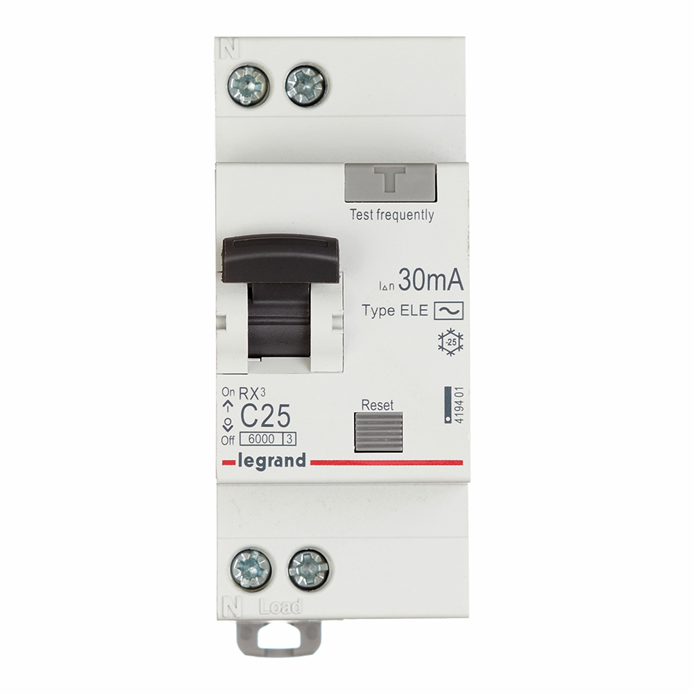 Автомат дифференциальный Legrand RX3 25А 1P+N тип AC 30 мА 6 кА (419401)
