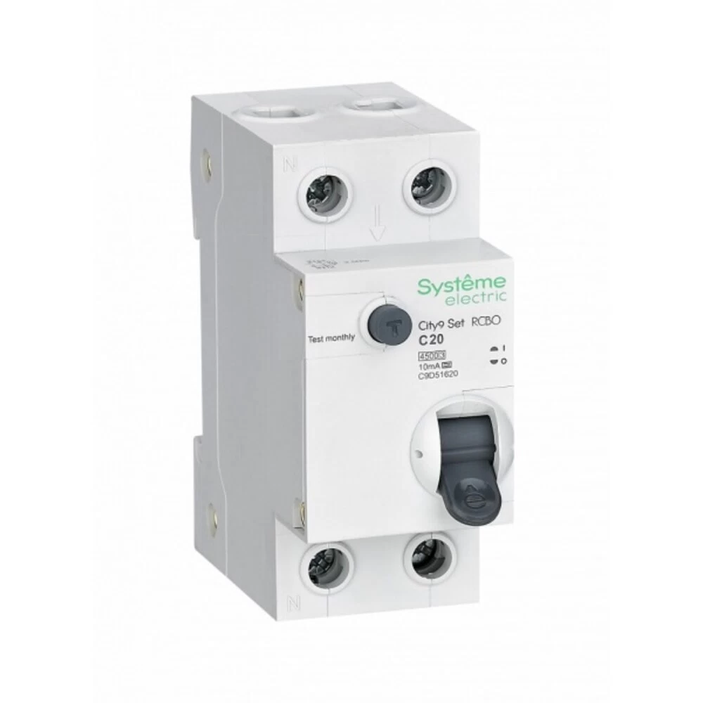 Автомат дифференциальный Systeme Electric City9 Set 20А 1P+N тип A 10 мА 4,5 кА (C9D51620)