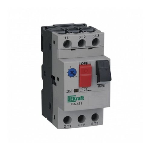 Автомат защиты двигателя Dekraft ВА-431 (21229DEK) 3P 10А 100 кА 690 В на DIN-рейку