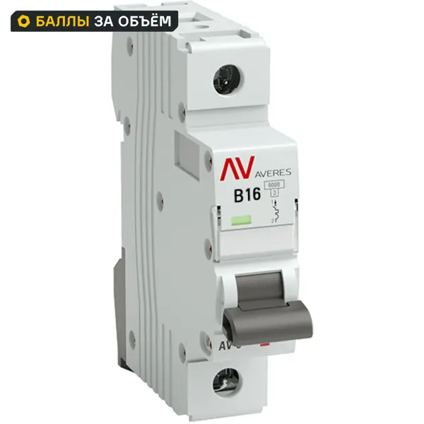 Автоматический выключатель EKF Averes AV-6 1P B16 А 6 кА mcb6-1-16B-av
