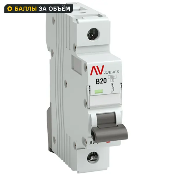 Автоматический выключатель EKF Averes AV-6 1P B20 А 6 кА mcb6-1-20B-av