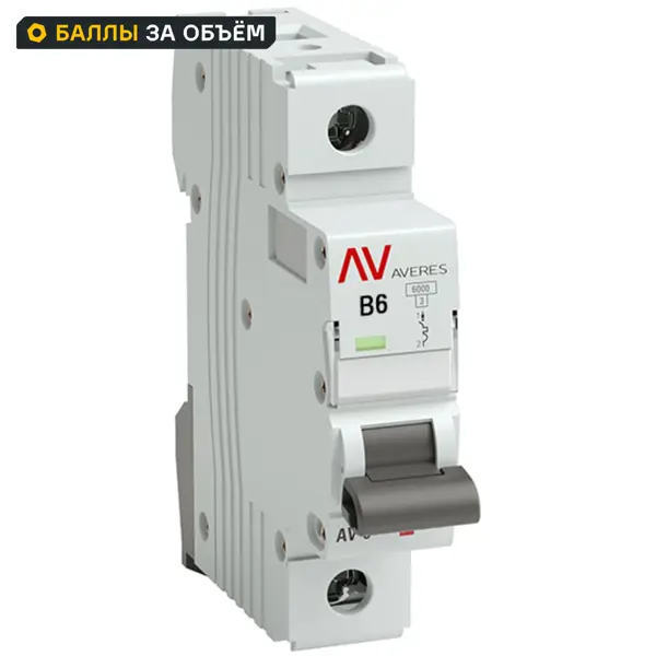 Автоматический выключатель EKF Averes AV-6 1P B6 А 6 кА mcb6-1-06B-av