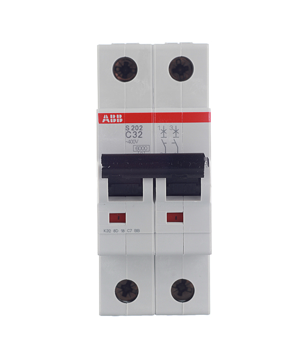 Автоматический выключатель модульный ABB S202 2P 32А тип C 6 кА 400 В (2CDS252001R0324)