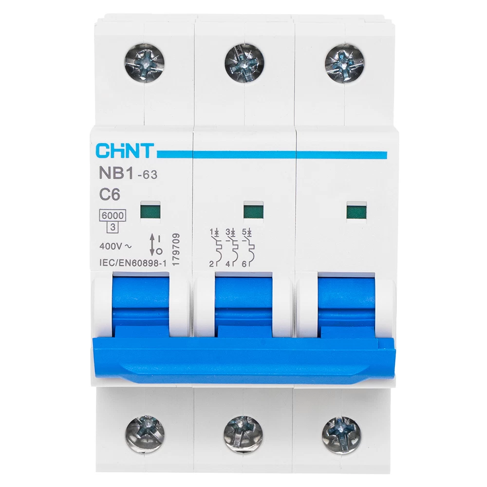Автоматический выключатель модульный Chint NB1-63 3P 6А тип C 6 кА 400 В (179709)