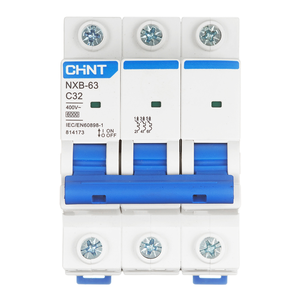 Автоматический выключатель модульный Chint NXB-63 3P 32А тип C 6 кА 400 В (814173)