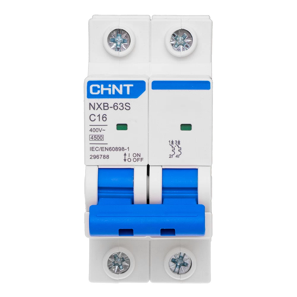 Автоматический выключатель модульный Chint NXB-63S 2P 16А тип C 4,5 кА 400 В (296788 Chint)