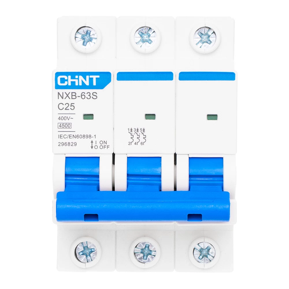 Автоматический выключатель модульный Chint NXB-63S 3P 25А тип C 4,5 кА 400 В (296829 Chint)