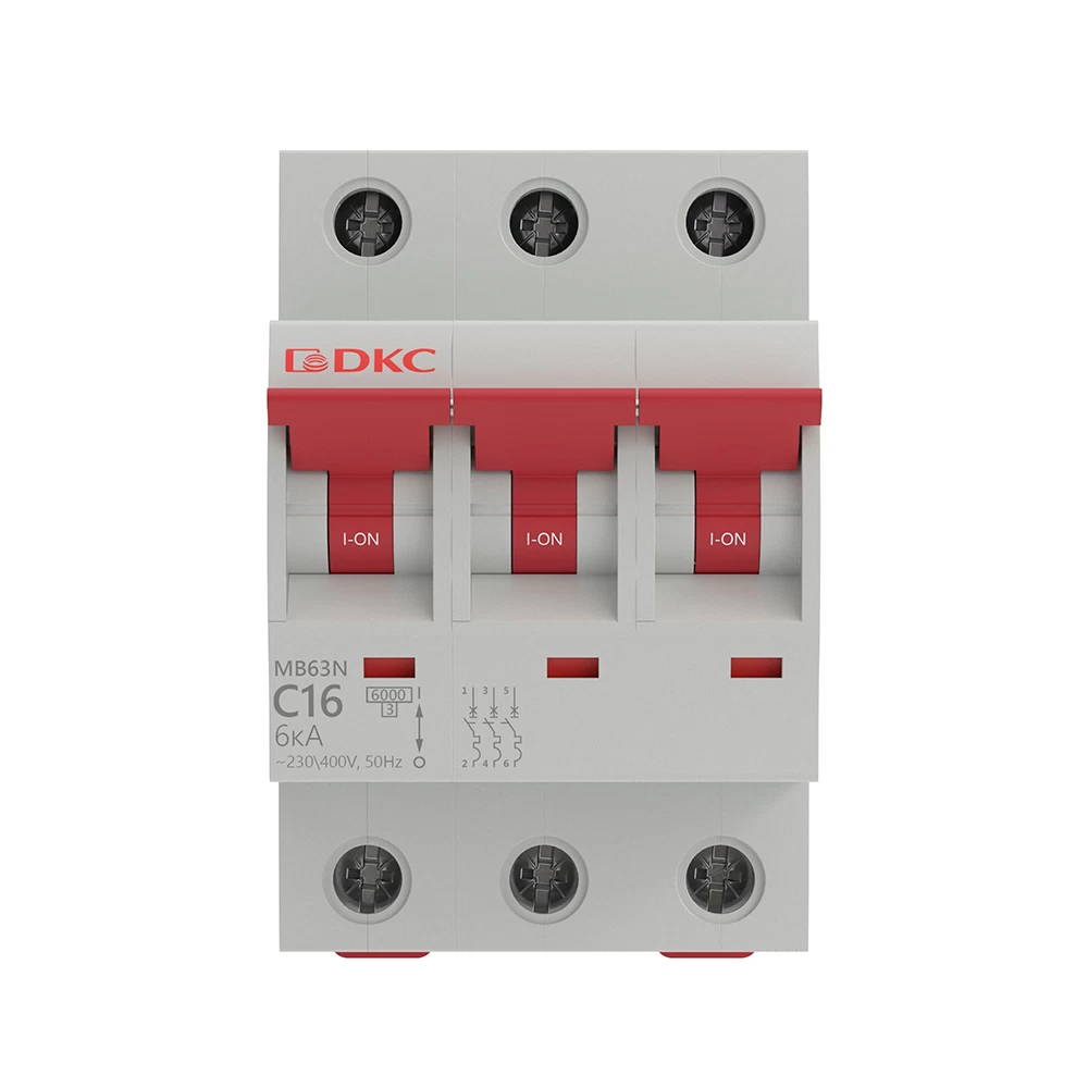 Автоматический выключатель модульный DKC Yon Max MD63N 3P 16А тип C 6 кА 400 В (MD63N-3PC16)