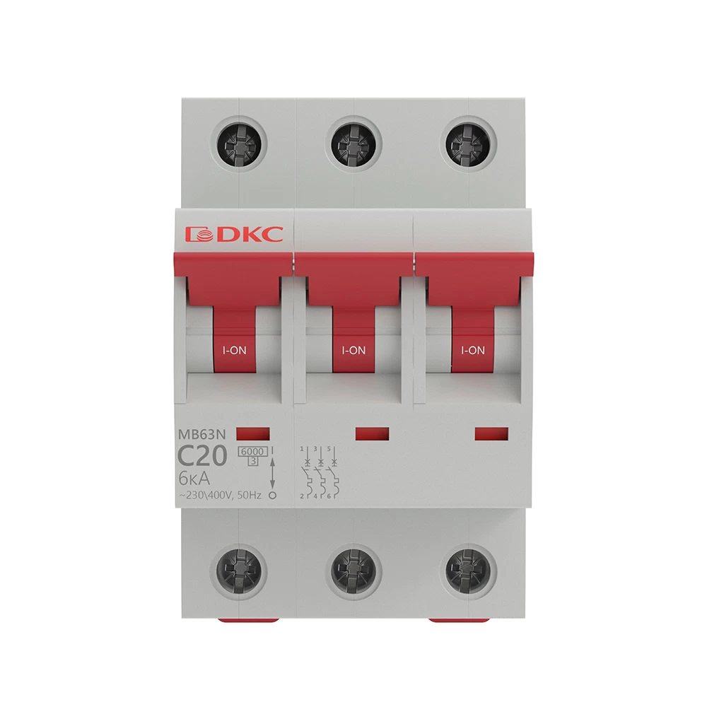 Автоматический выключатель модульный DKC Yon Max MD63N 3P 20А тип C 6 кА 400 В (MD63N-3PC20)
