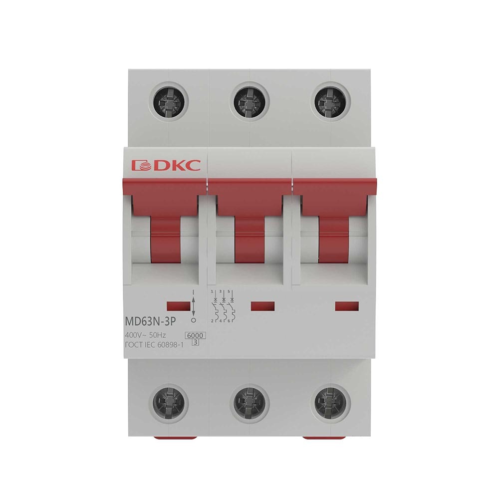 Автоматический выключатель модульный DKC Yon Max MD63N 3P 40А тип C 6 кА 400 В (MD63N-3PC40)