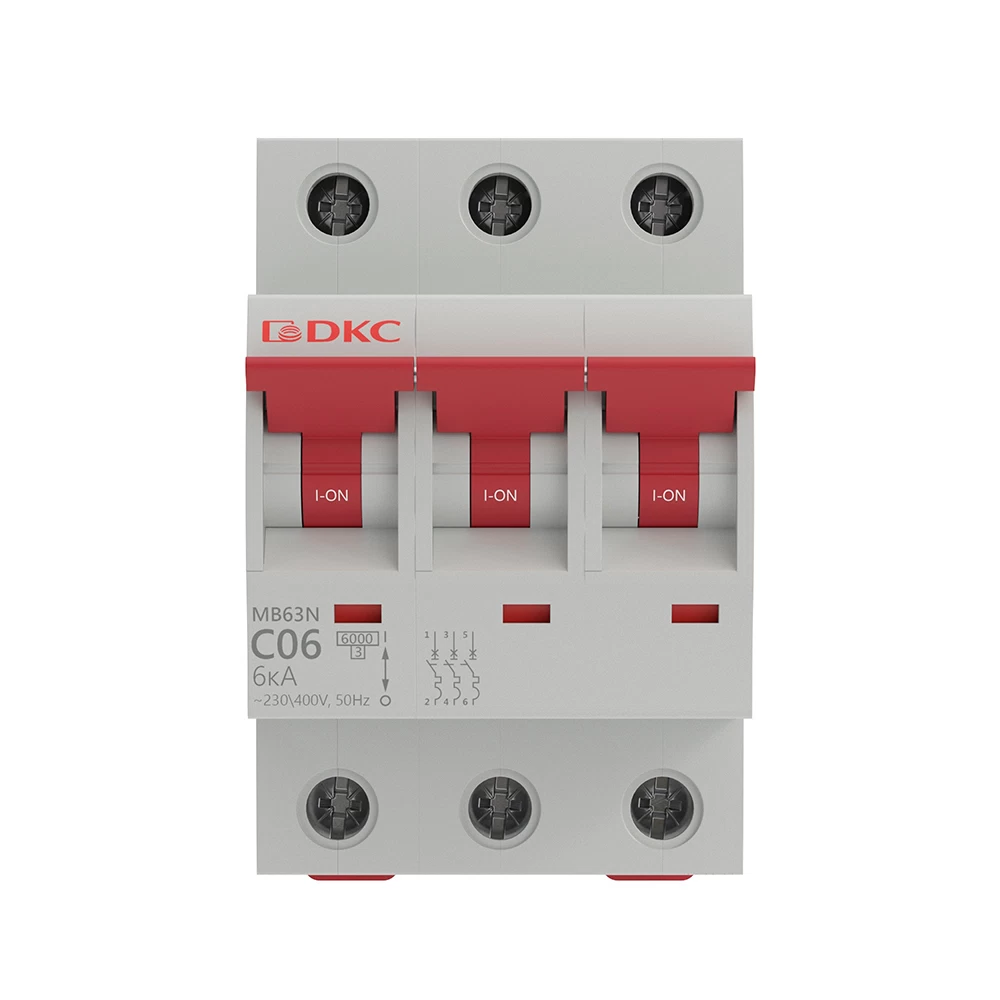 Автоматический выключатель модульный DKC Yon Max MD63N 3P 6А тип C 6 кА 400 В (MD63N-3PC6)