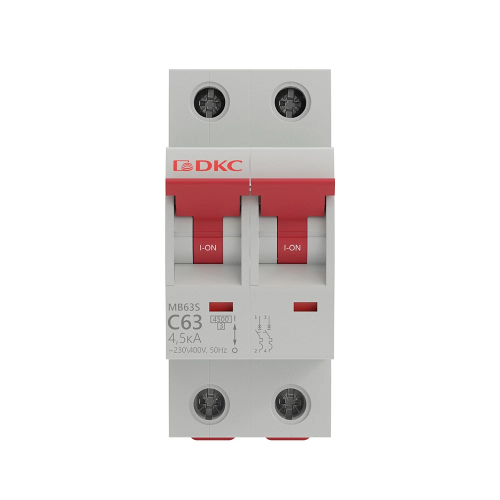 Автоматический выключатель модульный DKC Yon Max MD63S 2P 63А тип C 4,5 кА 400 В (MD63S-2PC63)