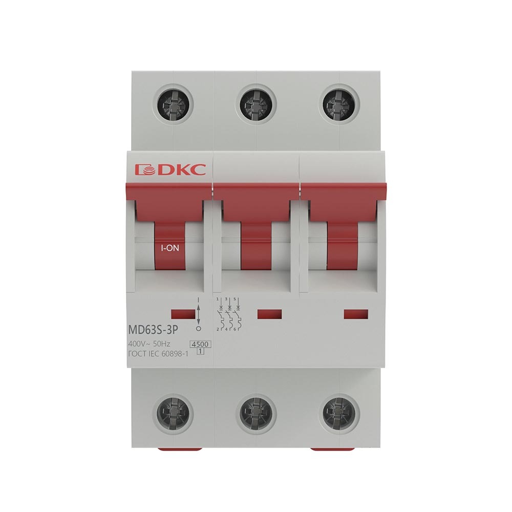 Автоматический выключатель модульный DKC Yon Max MD63S 3P 50А тип C 4,5 кА 400 В (MD63S-3PC50)