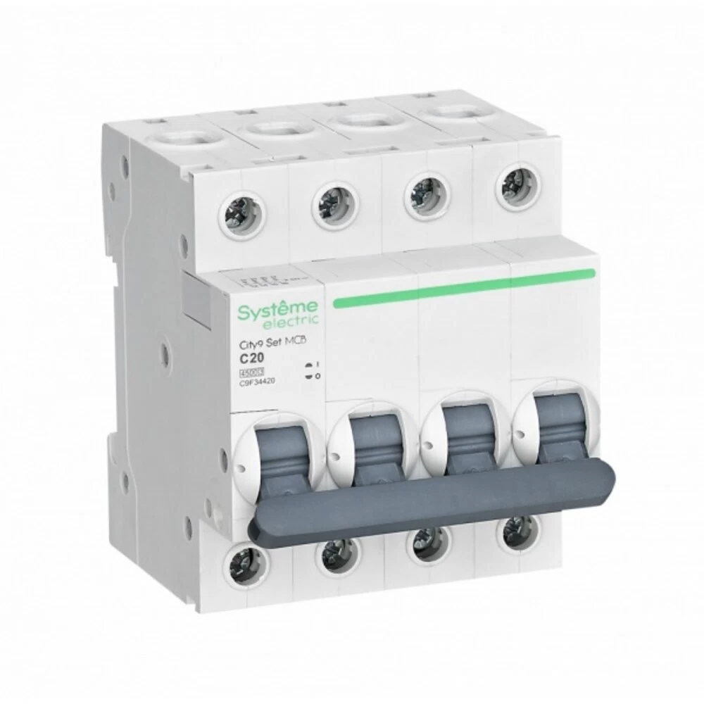 Автоматический выключатель модульный Systeme Electric City9 Set 4P 20А тип C 4,5 кА 400 В (C9F34420)