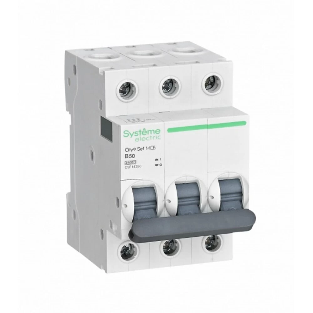 Автоматический выключатель модульный Systeme Electric City9 Set 3P 50А тип B 4,5 кА 400 В (C9F14350)