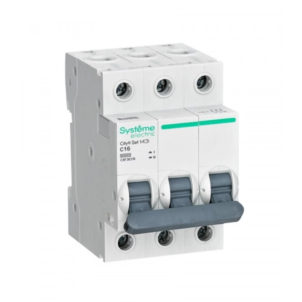 Автоматический выключатель модульный Systeme Electric City9 Set 3P 16А тип C 6 кА 400 В (C9F36316)