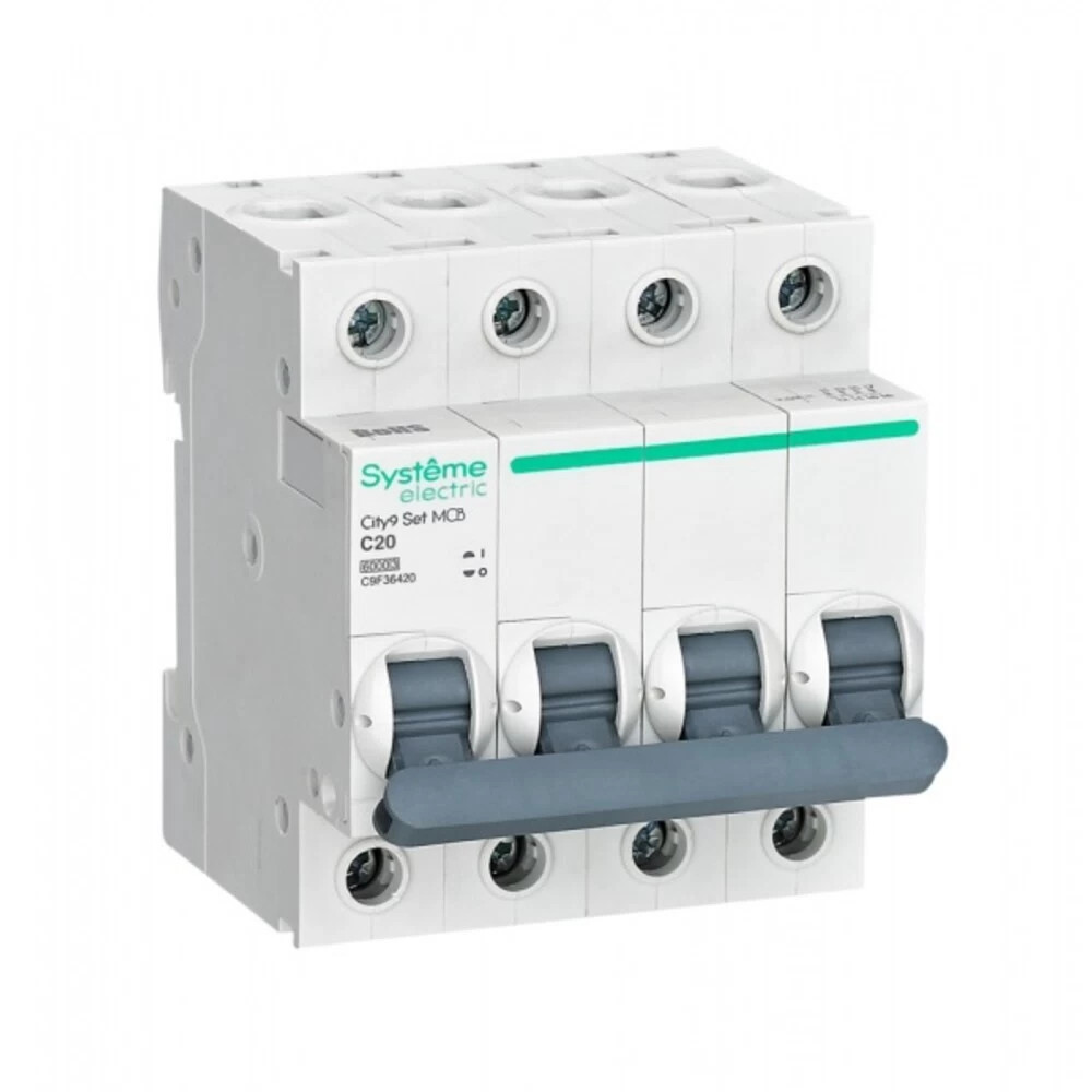 Автоматический выключатель модульный Systeme Electric City9 Set 4P 20А тип C 6 кА 400 В (C9F36420)
