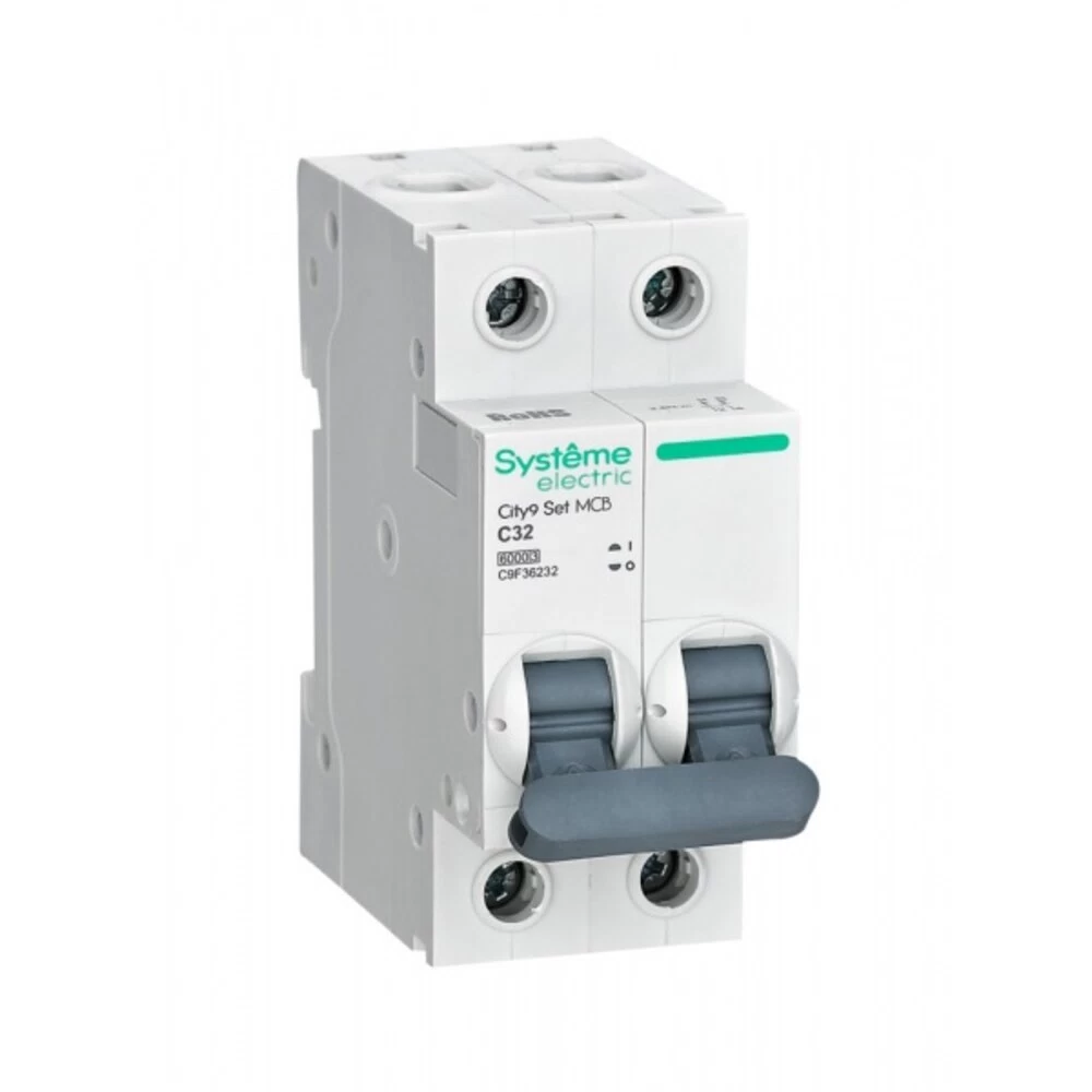 Автоматический выключатель модульный Systeme Electric City9 Set 2P 32А тип C 6 кА 230 В (C9F36232)