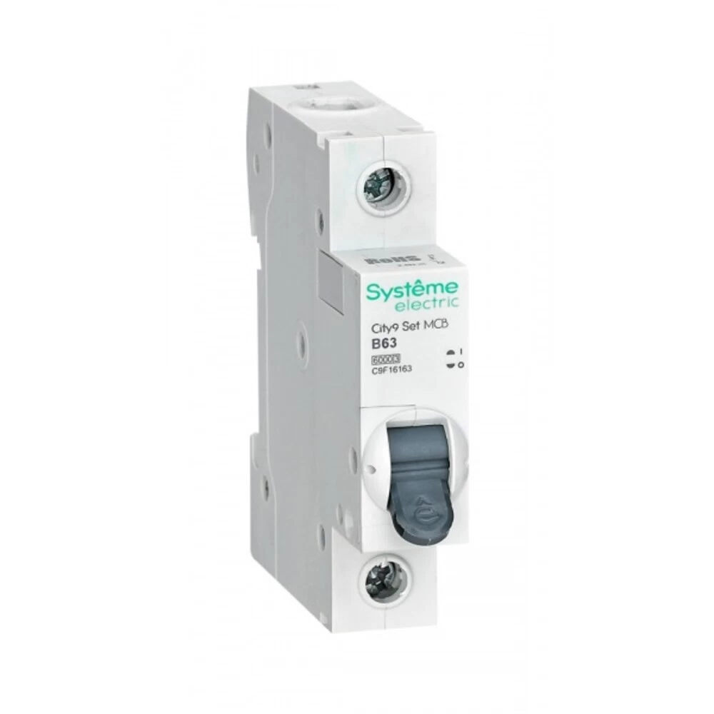 Автоматический выключатель модульный Systeme Electric City9 Set 1P 63А тип B 6 кА 230 В (C9F16163)